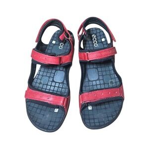 ECCO Cruise Red Leather
Sport Sandals Three Strap Adjustable Womens 8.5(39)